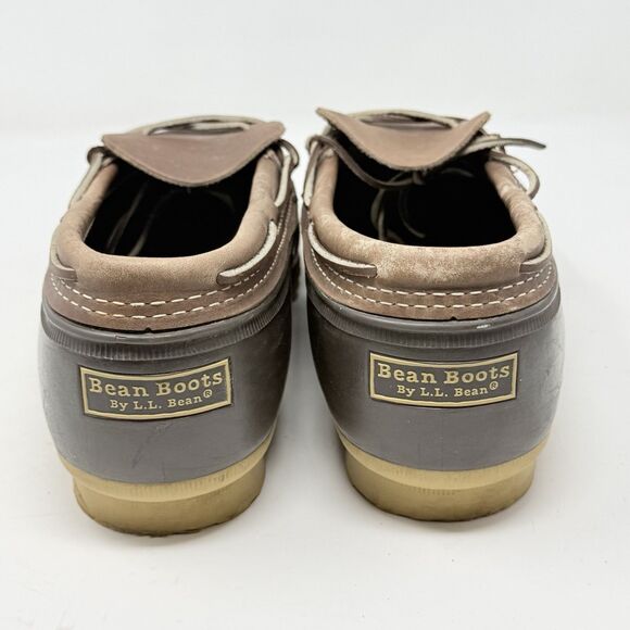 L.L. Bean Duck Boots Low Shoes Mens 13 Wide Brown Leather Rubber Moc Waterproof main image 5